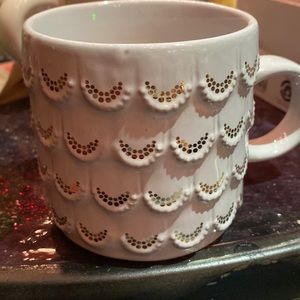 Starbucks coffee mug white and silver